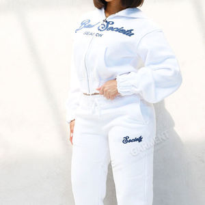 Women Tracksuits Custom Logo Outfits Jogger Women Two Piece Y2K Clothing Cotton Hoodie <b>Sweatpants</b> Women Sweatsuits - Product Image 4