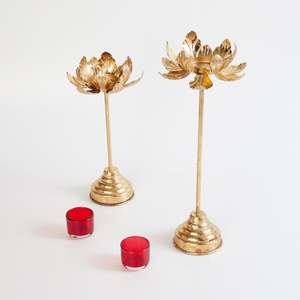 Bougeoir design Lotus de luxe bougeoir en métal fantaisie plaqué or et fer bougeoir votif de vente chaude pour Noël - Product Image 4