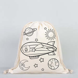 Colorable Astronaut & Zeppelin <b>Drawstring</b> <b>Backpack</b> 1416 (3540 Cm) - Product Image 3
