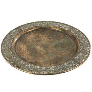 Plateau unique en métal patiné avec bords incurvés pour un service sûr et des arrangements décoratifs sophistiqués - Product Image 4