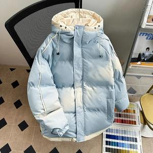 Veste matelassée chaude d'hiver à capuche pour hommes, manteaux épais à col montant, style bouffant, tissu en toile, streetwear - Product Image 6