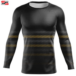 Protectores de sarpullido de manga larga con logotipo personalizado al por mayor del fabricante para hombres Telas de gimnasio de secado rápido Patrón liso Rendimiento impreso - Product Image 5