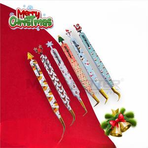 Pinzas de pestañas de acero inoxidable de Navidad de reno, diseño ligero recubierto de papel con extensiones recortadas - Product Image 3