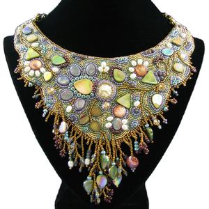 Custom Multi Color <b>Beads</b> & Resin Wedding Party Necklace with Blue Resin Pendant - Product Image 6