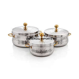 Noir Antique Fini En Acier Inoxydable Double Paroi Hotpot Top Garder Les Aliments Forme Ronde Vaisselle De Luxe En Métal Réchauffeur De Nourriture - Product Image 6