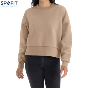High Quality New Women's 100% Cotton Knitted O Neck <b>Drop</b> Shoulder Casual Custom Stonewashed Acid Wash Winter Street Wear - Product Image 6