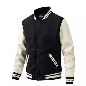 Chaqueta universitaria de alta calidad de fabricante para hombre, chaqueta universitaria de béisbol con mangas de cuero de chenilla bordadas, chaqueta universitaria con letras personalizadas - Product Image 1
