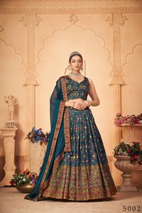 Dhwaja Export Designer Heavy Chi-Non Sequence Work Impresión digital Boda de mujer Lehenga Choli Venta al por mayor en línea Indio paquistaní - Product Image 4