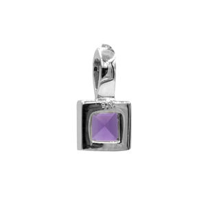 Natural <b>Amethyst</b> & Zircon Square <b>Pendant</b> 10 MM Sterling Silver Rhodium & Gold Plated for Gift - Product Image 5