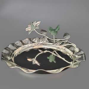 Plato plateado de tendencia para el hogar, Hotel y restaurantes, plato para servir chocolate, platos de latón de forma redonda de Color plateado - Product Image 2