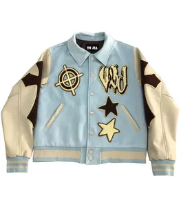 Veste universitaire tendance pour hommes, vestes universitaire en cuir de baseball d'hiver de style cool, vente à chaud - Product Image 2