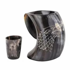 Authentique 100% Original Agate Viking Corne À Boire Tasse Nouveau Design Corne Naturelle Bière Tankard Inde Poli Sculpté Souvenir - Product Image 1