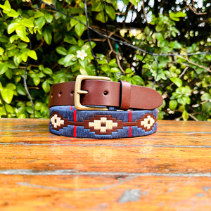 เข็มขัดหนังโปโลสีกรมท่าสำหรับเยาวชนทำมือคุณภาพสูงทำจากทองเหลืองรีไซเคิลด้วยขี้ผึ้งสำหรับใส่สบาย - Product Image 1