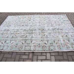 พรมปอกระเจาขนแกะสีเขียวสีขาวแนววินเทจทำด้วยมือขนาด5.8x8.8ฟุตพรมปอกระเจาด้านหลังทำจากยางสำหรับวัยรุ่น - Product Image 3