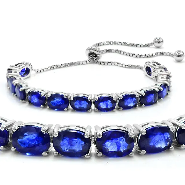 Top Kwaliteit Natuurlijke Blauwe Saffier 7X5 Mm 925 Sterling Zilver Bridal Party Tie Armband Voor Vrouwen Groothandelaar Van india