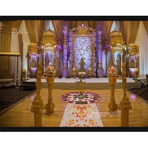 Royal Castle Wedding Stage Exclusivo Big Bash Wedding Stage Indian Wedding Fiber Pillar Golden Stage - Product Image 1