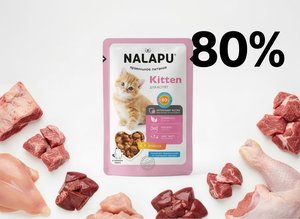 NALAPU Nourriture humide pour chatons en sachet Poulet à haute teneur en viande 77g pour chatons en croissance Santé de la peau et du pelage Sans céréales Non-OGM Biologique - Product Image 4