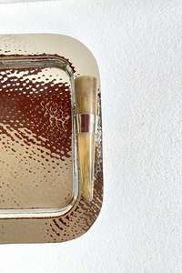 ถาดเสิร์ฟสแตนเลสคุณภาพสูงพร้อมหูจับทรงเขา ถาดอาหารเช้าสุดหรู ถาดเสิร์ฟชา กาแฟ อาหาร ทำจากเหล็กตีลาย - Product Image 2