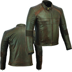 Veste en cuir pour homme, style pilote de moto, décontractée, en cuir véritable, à capuche, style vintage, col montant, logo sur le devant, mode automne - Product Image 6