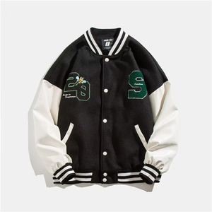 Logotipo personalizado Chenille bordado parche Universidad Varsity Letterman chaqueta béisbol cuero mangas chaqueta de invierno para los hombres - Product Image 6