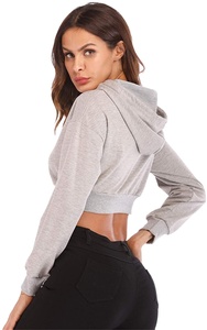 Casual Oversized High Quality Casual Women Cropped Hoodies Custom Label Crop <b>Top</b> Hoodies Women Crop <b>Top</b> Hoodies - Product Image 3