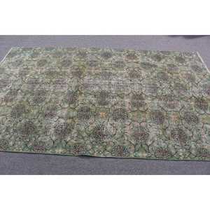 Grand tapis turc, tapis vintage 5,5x9 pieds, tapis en laine verte - Product Image 4