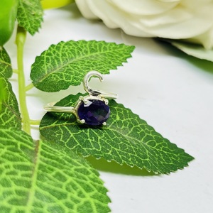 Bague de bijoux de pierres précieuses en argent sterling 925 de saphir bleu-bijoux de bague de cadeau de Noël de pierre précieuse minimaliste de saphir bleu - Product Image 5