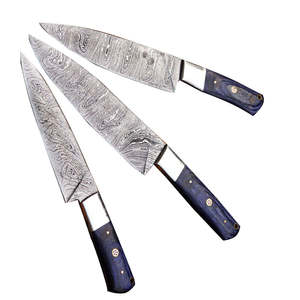 Ensemble de couteaux de cuisine \ Chef de cuisine à lame fixe en acier damas fait à la main personnalisé ensemble de couteaux 5 pièces - Product Image 1