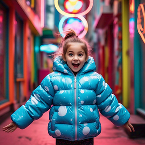 Wholesale Sublimation Puffer Jacket <b>Toddler</b> Girls Windproof Winter Zipper Hooded Printed Lining Puffer Bubble Jacket Girls - Product Image 1