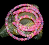 Collier de perles rondes en opale éthiopienne rose naturelle 3-5mm, collier de perles en opale rose chatoyante, bijoux en gros, prix de gros 16/18 pouces