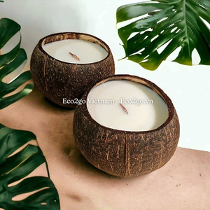 Ensemble de bols à bougies en bambou naturel écologique et de bougies en coquille de noix de coco pour les fêtes, fabriqué au Vietnam - Product Image 4