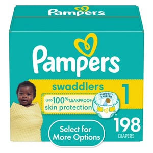 Pañales Pampers Swaddlers-Tamaño 1, suministro de un mes (198 unidades), pañales desechables ultrasuaves para bebés - Product Image 3