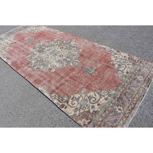 Tapis Vintage Rouge Beige Laine 4.6 X 11.3ft Kilim Turc Grande Surface Abstrait Patchwork Motif pour Couloir Design 10mm Latex Chambres - Product Image 4