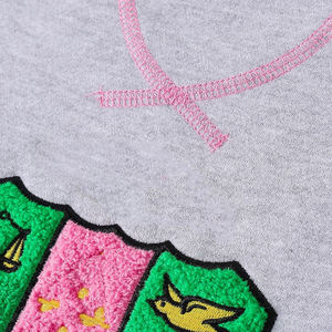 For Winter Printed Grey Chenille Crewneck <b>Sweatshirt</b> <b>White</b> Rib Striped Hem Polyester/Cotton Lined University Logo - Product Image 5