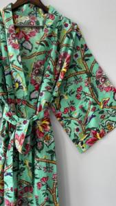 Vert 100% coton indien plage Kimono Robe hiver douche peignoir Robe de chambre ODM vêtements de plage - Product Image 5