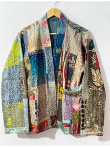 <b>Lightweight</b> Silk Fabric <b>Jacket</b> with Intricate Hand Stitched Detailing and Beautiful Craftsmanship <b>for</b> Elegant Modern Wear - Product Image 3