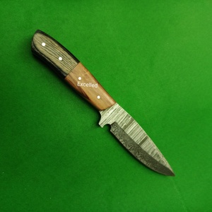 Damasco acero Bushcraft Skinner cuchillo EDC supervivencia Pakka mango de madera cuchillos japoneses con Funda de cuero - Product Image 2