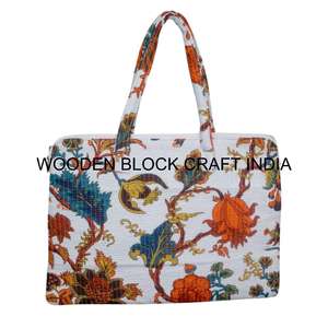 Bolsa de Portátil de Lujo Acolchada, Ligera y Hermosa, Hecha a Mano con Estampado Floral 100% Algodón, con Asa Moderna y Duradera de Estilo Vintage - Product Image 2