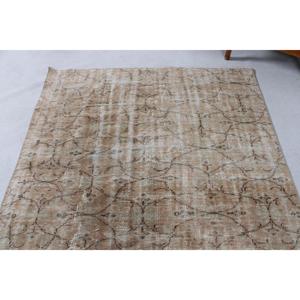 Tapis de 5,2 x 8 pieds, tapis turc vintage, tapis uni brun - Product Image 4