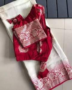 Boutique indienne Party Wear Designer Soie Blanc Saree Ethnique Fantaisie Blouse Bollywood Exclusif Dernier Festival De Mariage Porter Des Femmes - Product Image 4