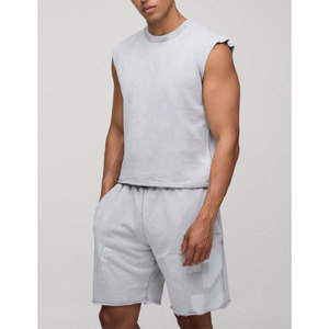 Conjunto de Verano Casual de 2 Piezas para Hombre, Camiseta de Manga Corta Tejida y Pantalones Cortos, Ropa Deportiva - Product Image 1