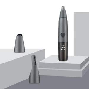 Tondeuse électrique sans douleur à double lame LED 3-en-1 pour oreilles, nez, poils du visage et sourcils, facile à nettoyer et étanche pour usage domestique et en camping-car - Product Image 3