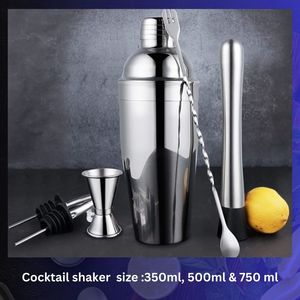 Customized Logo Barware <b>Set</b> Stainless Steel <b>Cocktail</b> Shaker Wine Pourer Goblets Jigger Spoon Muddler Bartender Kits Stand Metal - Product Image 6