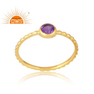 แหวนพลอยอเมทิสต์ธรรมชาติชุบทอง18K จาก925เงินสเตอร์ลิงเครื่องประดับอัญมณีดีมีคุณภาพเป็นของขวัญสำหรับผู้หญิง - Product Image 1
