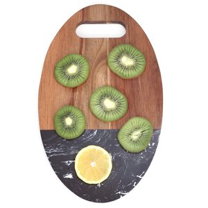 <b>Solid</b> Acacia <b>Wood</b> Cutting <b>Board</b> with Marble Splicing for Household Use-Meat Bread Fruits Chopping 2 Pieces - Product Image 4