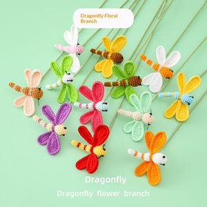 Decoración de Ramas de Libélulas Tejidas a Mano para Verano, Adornos de Ganchillo para Pasteles para Cumpleaños Infantiles, Día del Niño y Fiestas de Boda - Product Image 1