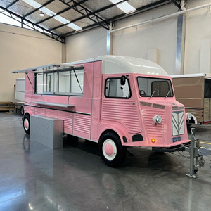 Camion de restauration mobile de style vintage avec deux auvents de service, camion de restauration électrique, cuisine mobile, chariot de vente de restauration rapide, café, pizza - Product Image 1