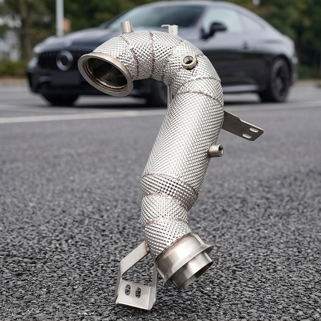 VantaFlow Stainless Steel High-Flow Straight Downpipe for Mercedes-Benz AMG CLE53 3.0T 2019-2023 with Heat Shield