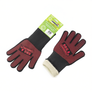 Gant de barbecue en coton et polyester, taille unique (34 cm), noir et rouge - GU350PRIME, accessoire de barbecue - Product Image 2