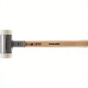 Martillo de superficie suave Supercraft, 380 mm de longitud, 80 mm de diámetro de cabeza, madera de nogal americano y nailon duro, sin retroceso, blanco HALDER - Product Image 3
